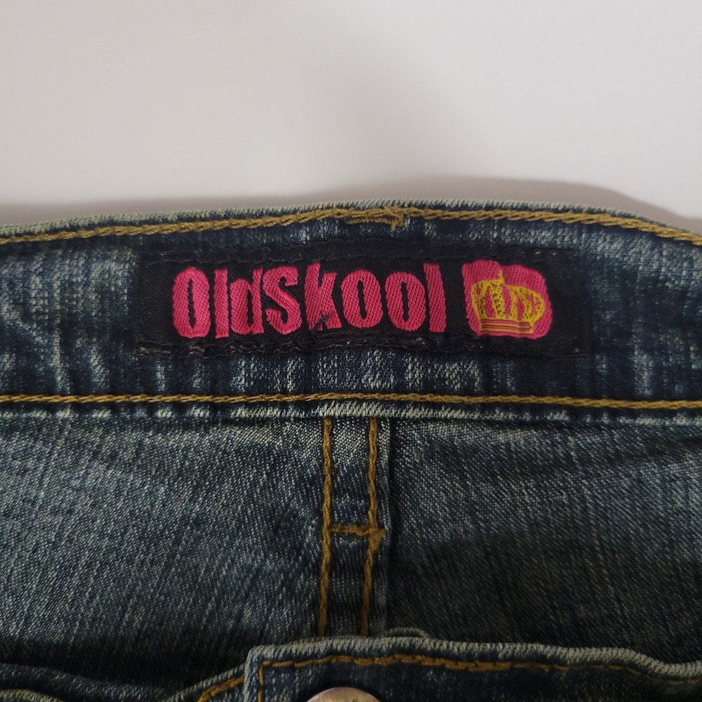 Y2k Old Skool Embroidered Flare Jeans Womens 20 Retro Thrifty‎ Denim Streetwear - Picture 7 of 11
